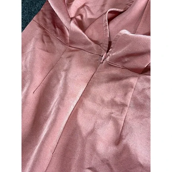 Anthropologie Dress Ruched Asymmetrical Mini Size 0 Pink Club Chic Satin - Picture 4 of 10